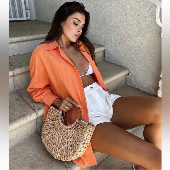 Starlow Tops - Starlow Orange Button Up